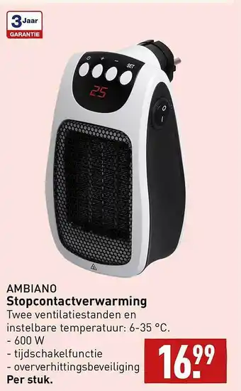 ALDI Ambiano stopcontacverwarming aanbieding