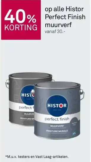 Karwei 40% korting op alle histor perfect finish muurverf aanbieding