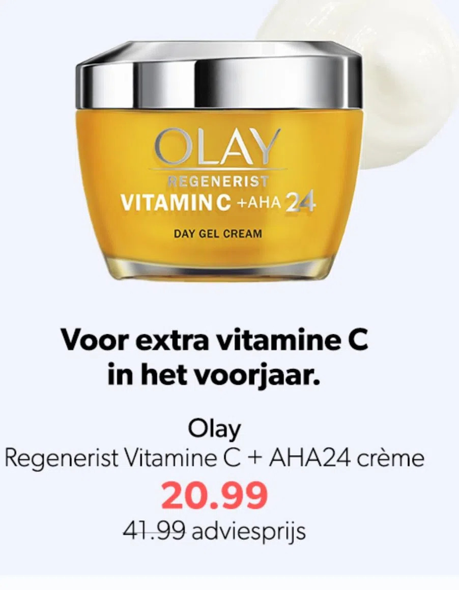 Olay regenerist vitamine c + aha24 crème aanbieding bij Wehkamp
