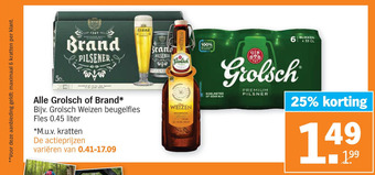 Albert Heijn Alle Grolsch of Brand aanbieding