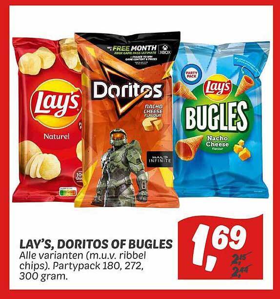Lay's, doritos of bugles aanbieding bij Dekamarkt