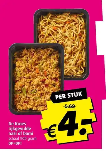 Boni De kroes rijkgevulde nasi of bami aanbieding