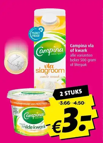 Boni Campina vla of kwark aanbieding