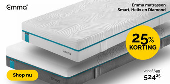 Beter Bed Emma matrassen Smart, Helix en Diamond aanbieding