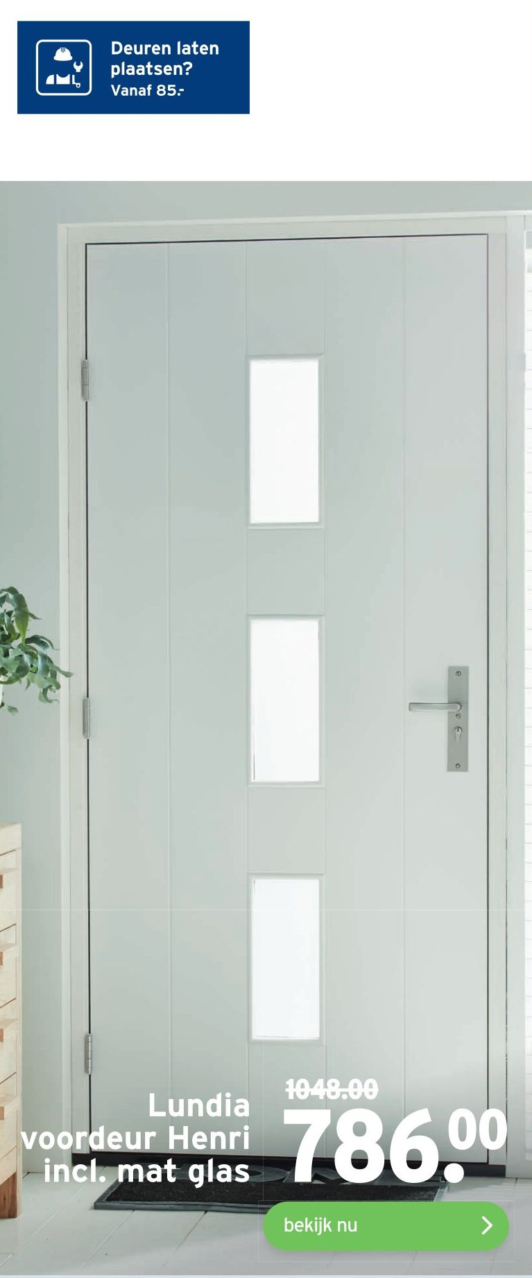 Lundia voordeur Henri incl. mat glas aanbieding bij GAMMA