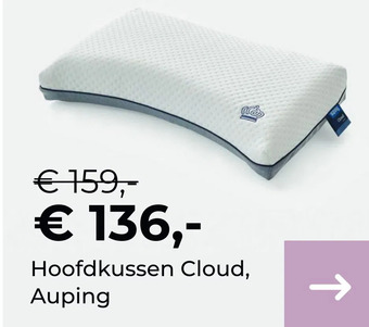 Slaapboulevard Kwakernaat Hoofdkussen cloud, auping aanbieding