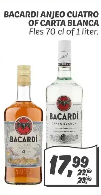 Dekamarkt Bacardi anjeo cuatro of carta blanca aanbieding