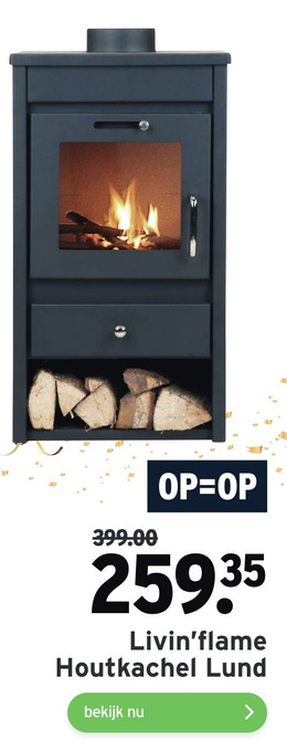 GAMMA Livin'flame Houtkachel Lund aanbieding