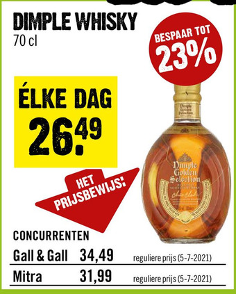 Dirck 3 DIMPLE WHISKY aanbieding