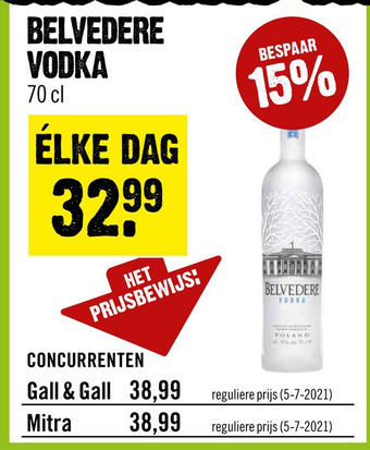 Dirck 3 BELVEDERE VODKA aanbieding