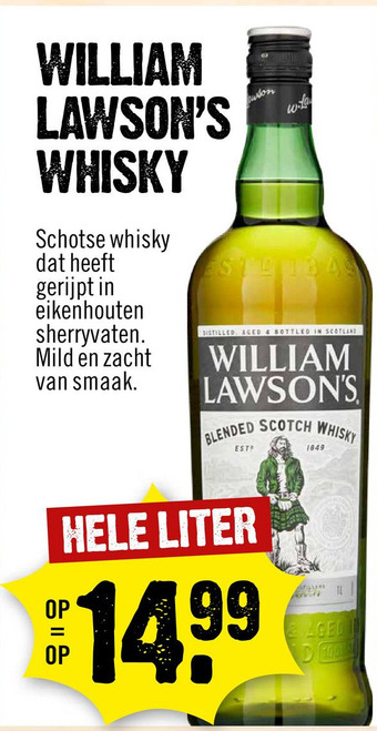 Dirck 3 WILLIAM LAWSON'S WHISKY aanbieding