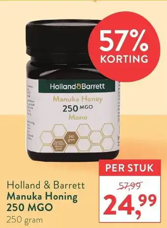 Holland & Barrett Holland & Barrett Manuka Honing 250 MGO 250g aanbieding