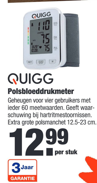 ALDI Quigg Polsbloeddrukmeter aanbieding