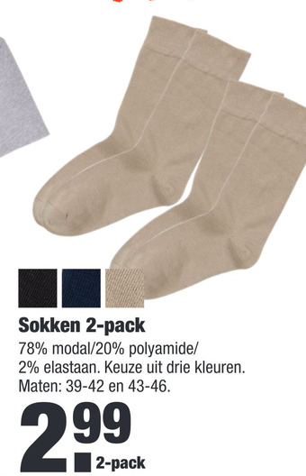 ALDI Sokken 2-pack aanbieding