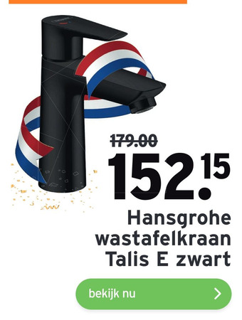 GAMMA Hansgrohe wastafelkraan Talis E zwart aanbieding