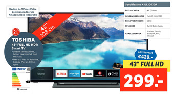 Lidl TOSHIBA 43" FULL HD HDR Smart TV aanbieding