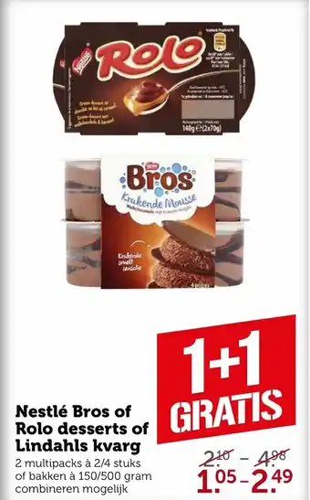 Coop Nestle bros of rolo desserts of  lindahls kvarg aanbieding