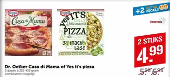 Coop Dr. oetker casa di mama of yes it's pizza 335-435 gram aanbieding