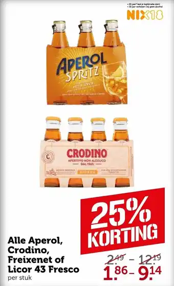 Coop Alle aperol, crodino, freixenet of licor 43 fresco aanbieding