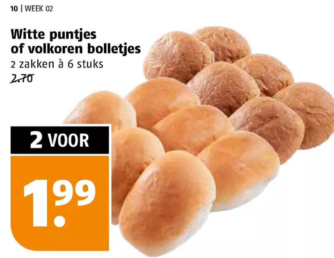 Witte Puntjes of Volkoren Bolletjes aanbieding bij Poiesz