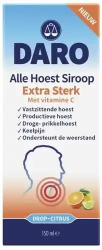 Holland & Barrett Daro alle hoest siroop extra sterk drop-citrus (150ml) aanbieding