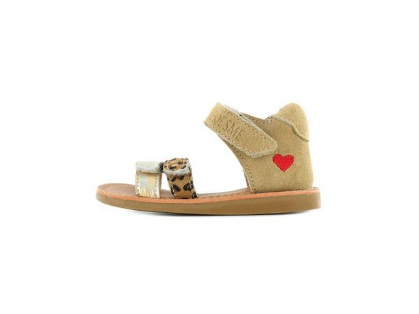 Shoesme beige sandalen met gekleurde bandjes en hartje aanbieding bij  Shoesme