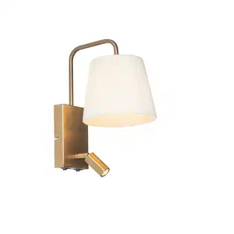 Lampenlicht.nl Moderne wandlamp wit en brons met leeslamp - renier aanbieding