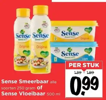 Vomar Voordeelmarkt Sense Smeerbaar 250 gram of Sense Vloeibaar 500 ml aanbieding