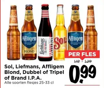 Vomar Voordeelmarkt Sol, Liefmans, Affligem Blond, Dubbel of Tripel of Brand I.P.A. aanbieding