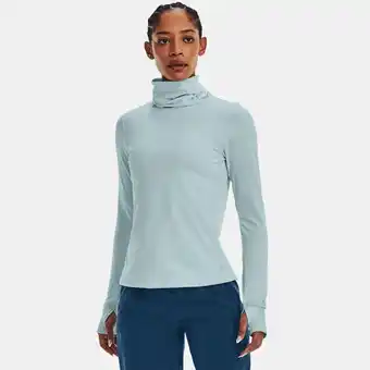 Under Armour Damesshirt coldgear® infrared up the pace met col en korte rits fuse teal / reflecterend m aanbieding