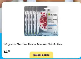 Plein.nl 1+1 gratis: garnier tissue masker skinactive aanbieding