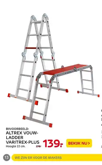 Praxis Altrex vouwladder varitex-plus 22cm aanbieding