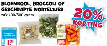 Boon`s Markt Bloemkool, broccoli of geschrapte worteltjes 500gram aanbieding