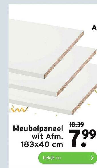 GAMMA Meubelpaneel Wit Afm. 183x40 Cm aanbieding