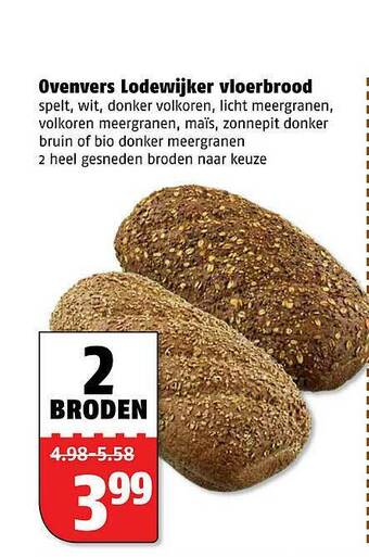 Poiesz Ovenvers Lodewijker Vloerbrood Spelt, Wit, Donker Volkoren, Licht Meergranen, Volkoren Meergranen, Maïs, Zonnepit Donker Brui aanbieding