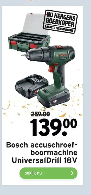 GAMMA Bosch accuschroef-boormachine universaldrill 18V aanbieding