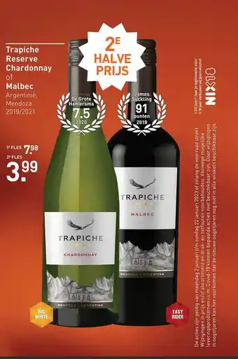 Gall & Gall Trapiche reserve chardonnay of malbec aanbieding