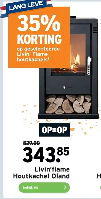 GAMMA Livin'flame houtkachel oland aanbieding