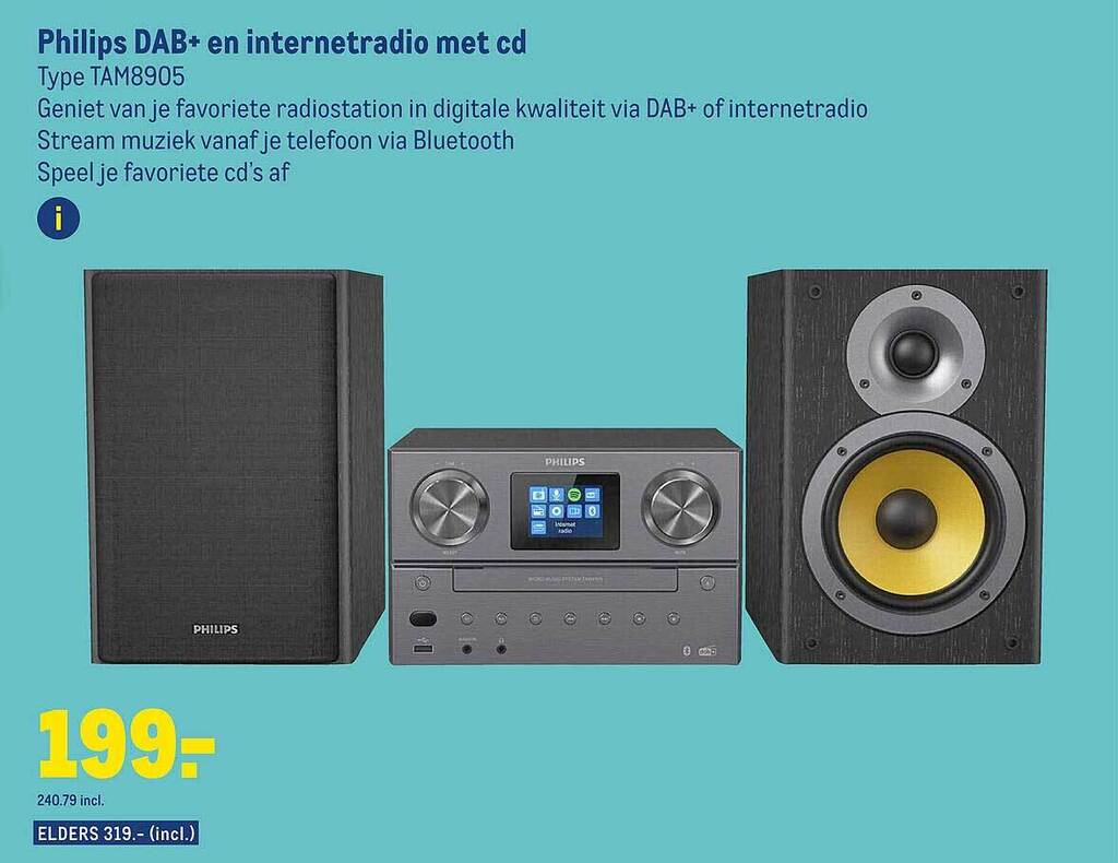 Philips dab+ en met cd tam8905 aanbieding bij Makro