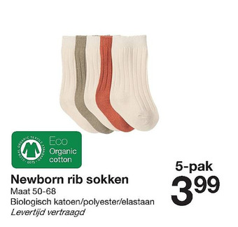 Zeeman Newborn rib sokken aanbieding