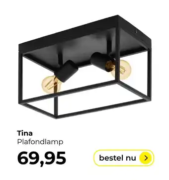 Lampidee Tina - plafondlamp rechthoek 2 lichts zwart aanbieding