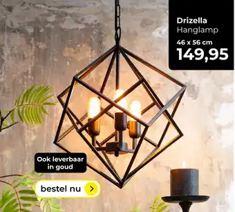 Lampidee Drizella - hanglamp 3 lichts 46x56 cm mat zwart aanbieding