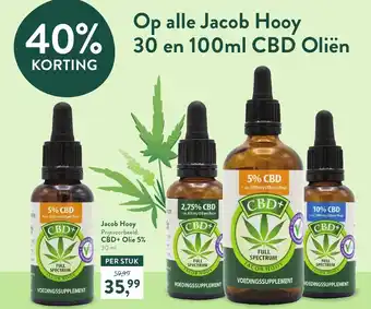 Holland & Barrett Jacob Hooy CBD+ Olie 30ml en 100ml - 40% korting! aanbieding