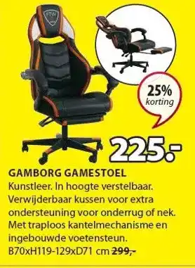 Jysk Gamborg gamestoel aanbieding