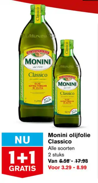 Hoogvliet Monini olijfolie Classico 2 st aanbieding