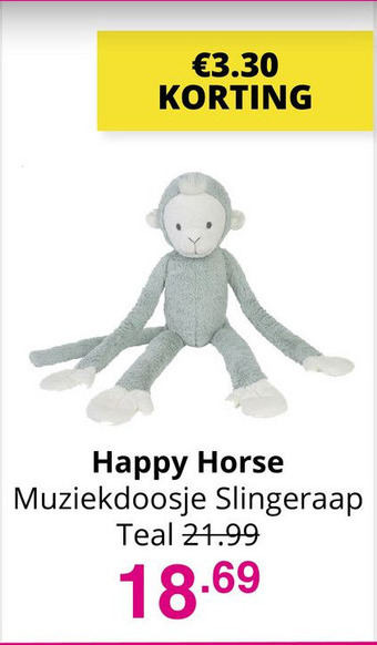 Baby & Tiener Happy Horse Muziekdoosje Slingeraap Teal aanbieding