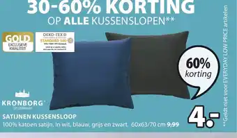 Jysk Kronborg Satijnen Kussensloop 60x63/70 cm aanbieding