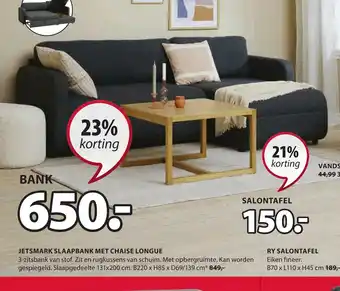 Jysk Jetsmark Slaapbank Met Chaise Lounge aanbieding