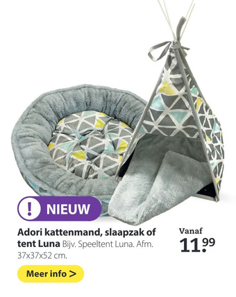 Boerenbond Adori kattenmand, slaapzak of tent Luna aanbieding