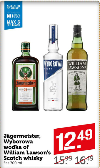 Coop Jägermeister, Wyborowa wodka of William Lawson's Scotch whisky aanbieding